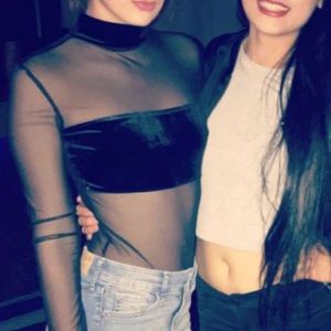 Velvet and mesh black bodysuit